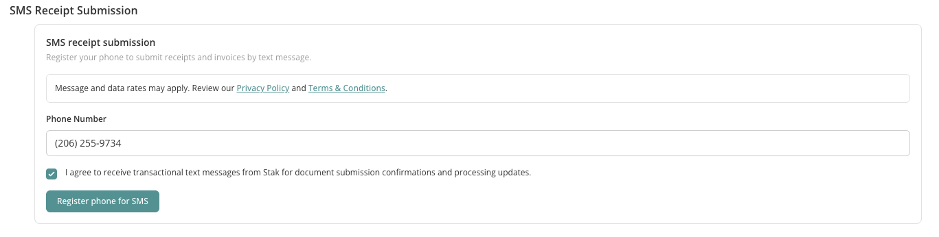 Step 1: Enter your phone number and consent