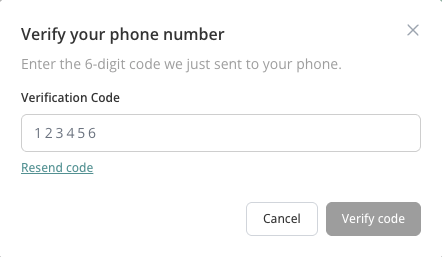 Step 2: Enter the verification code